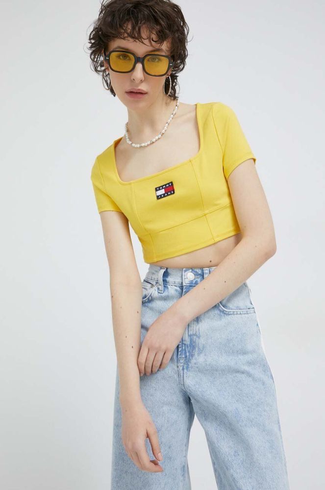 Топ Tommy Jeans жіночий колір жовтий (3072301)