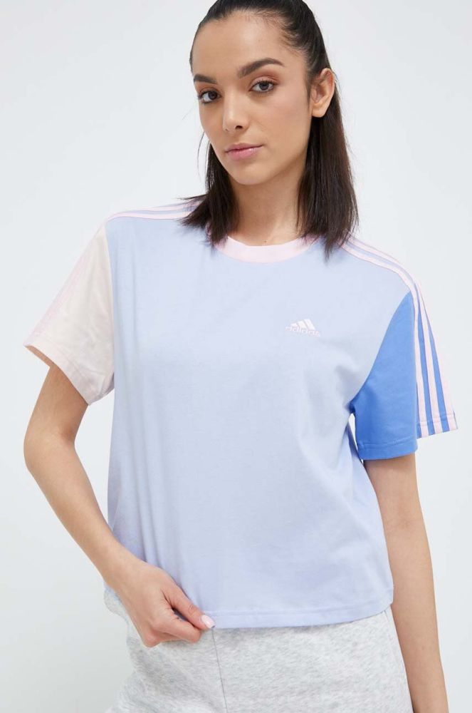 Бавовняна футболка adidas колір блакитний (3329141)