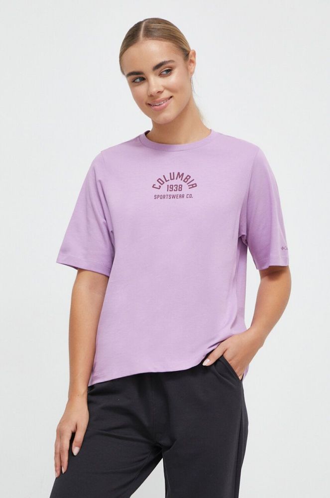 Бавовняна футболка Columbia колір фіолетовий (3494128)