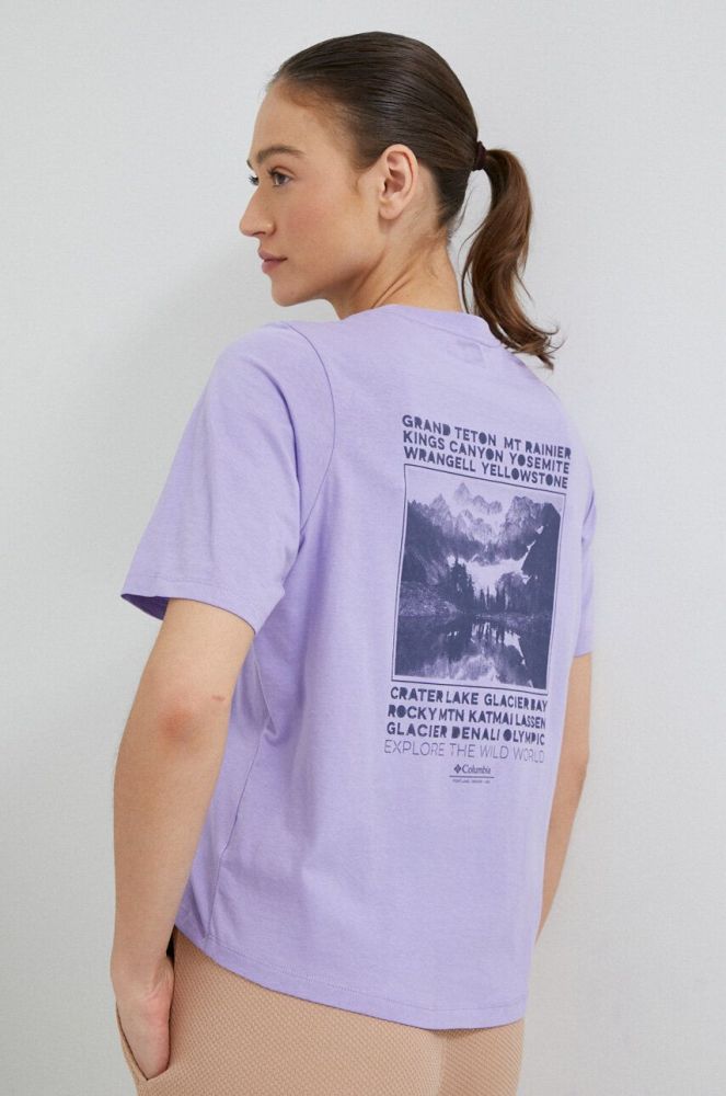 Бавовняна футболка Columbia колір фіолетовий (3114126)