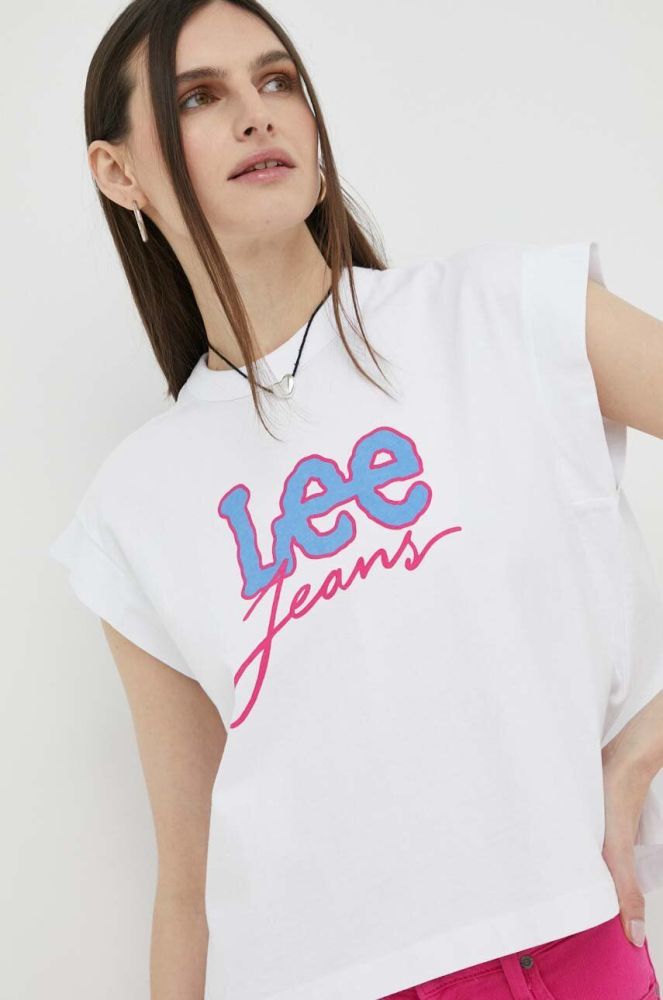 Бавовняна футболка Lee колір білий