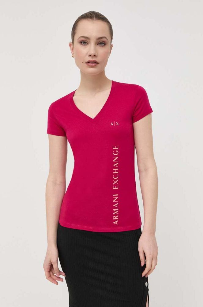 Бавовняна футболка Armani Exchange колір рожевий (3196366)