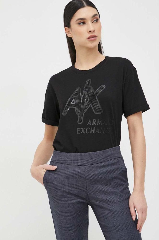 Бавовняна футболка Armani Exchange колір чорний (3072315)