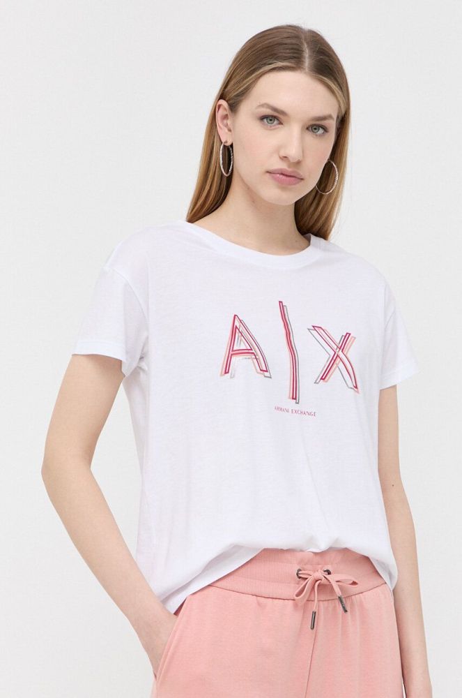 Бавовняна футболка Armani Exchange колір білий (3177384)