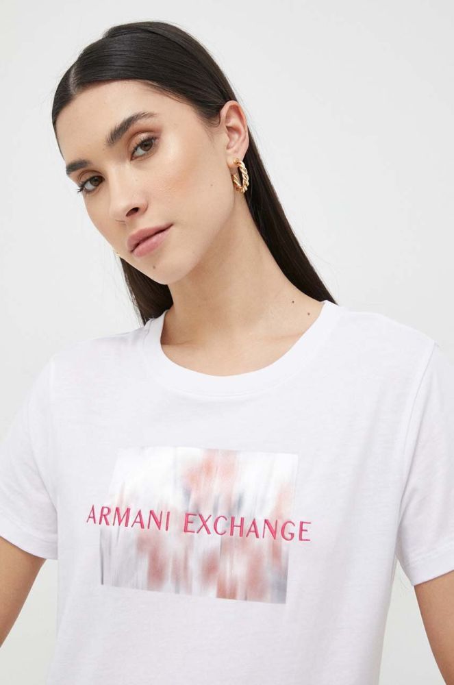 Бавовняна футболка Armani Exchange колір білий (3075801)