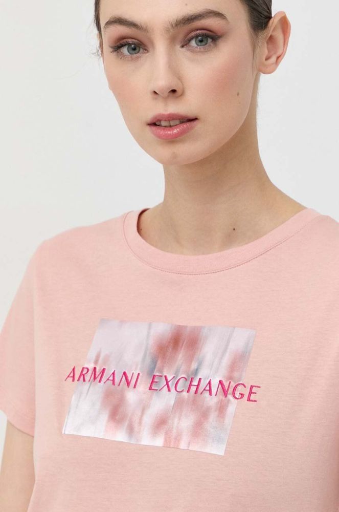 Бавовняна футболка Armani Exchange колір рожевий (3075808)