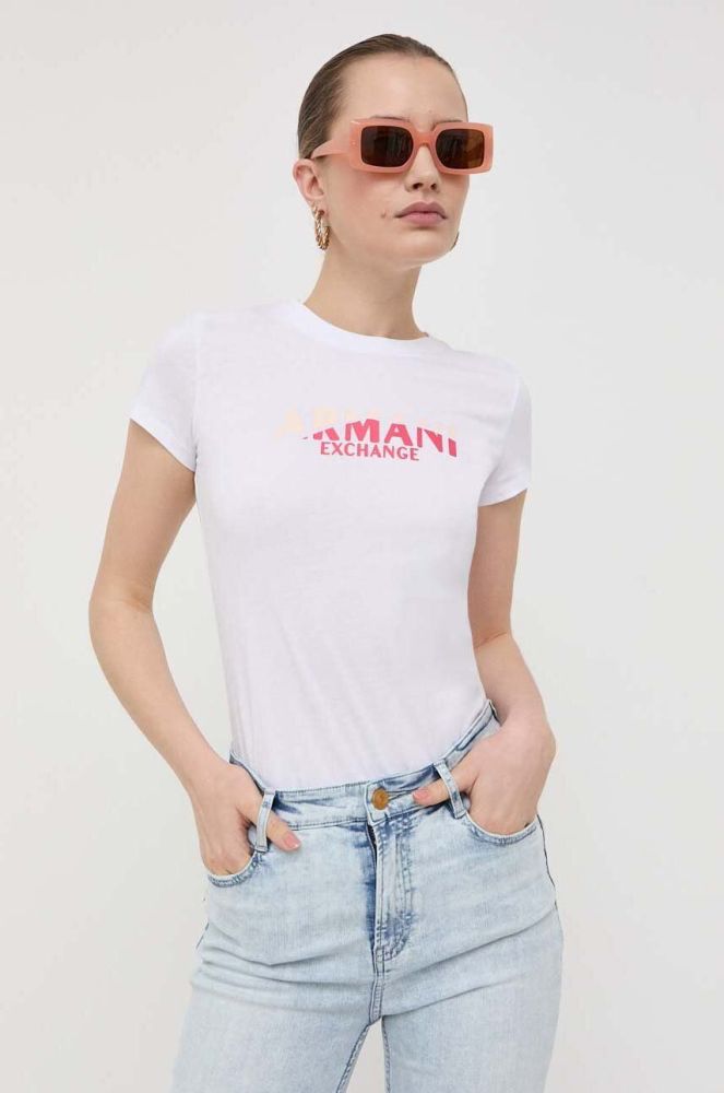 Бавовняна футболка Armani Exchange колір білий (3196371)