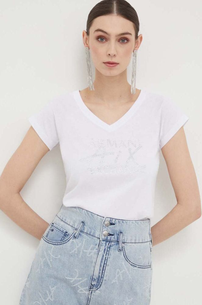 Бавовняна футболка Armani Exchange колір білий (3242396)