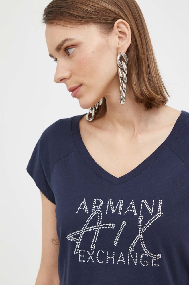 Бавовняна футболка Armani Exchange колір синій (3242401)