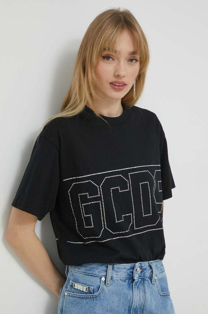 Бавовняна футболка GCDS колір чорний