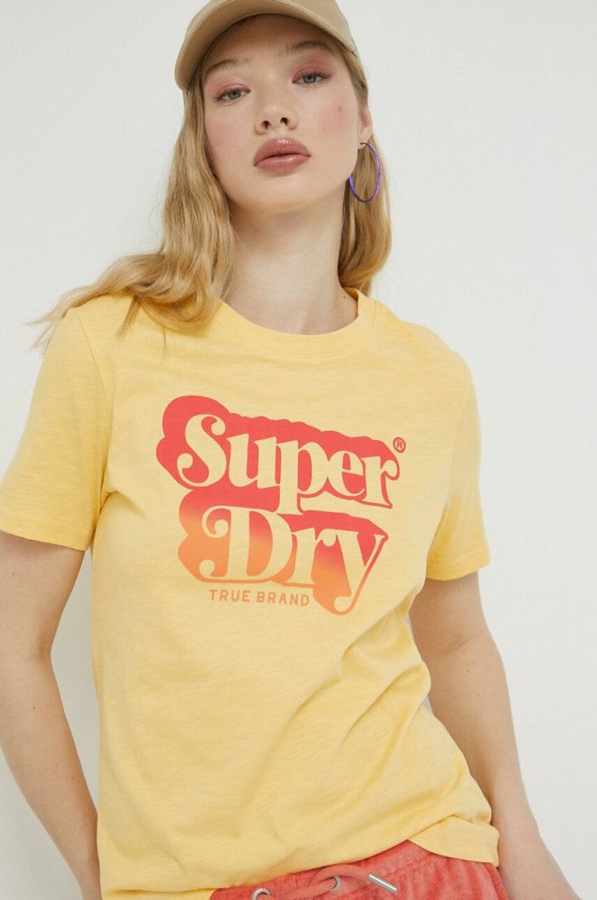Бавовняна футболка Superdry колір жовтий