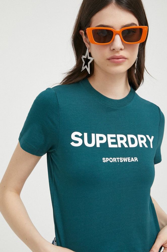 Футболка Superdry жіночий колір зелений