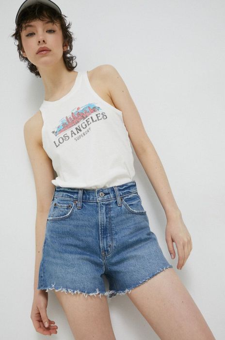 Бавовняний топ Superdry колір білий (2989193)