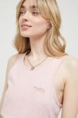 Бавовняний топ Superdry колір рожевий