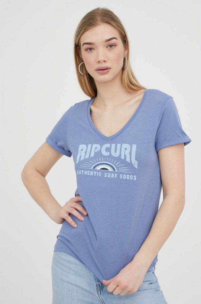Бавовняна футболка Rip Curl колір блакитний