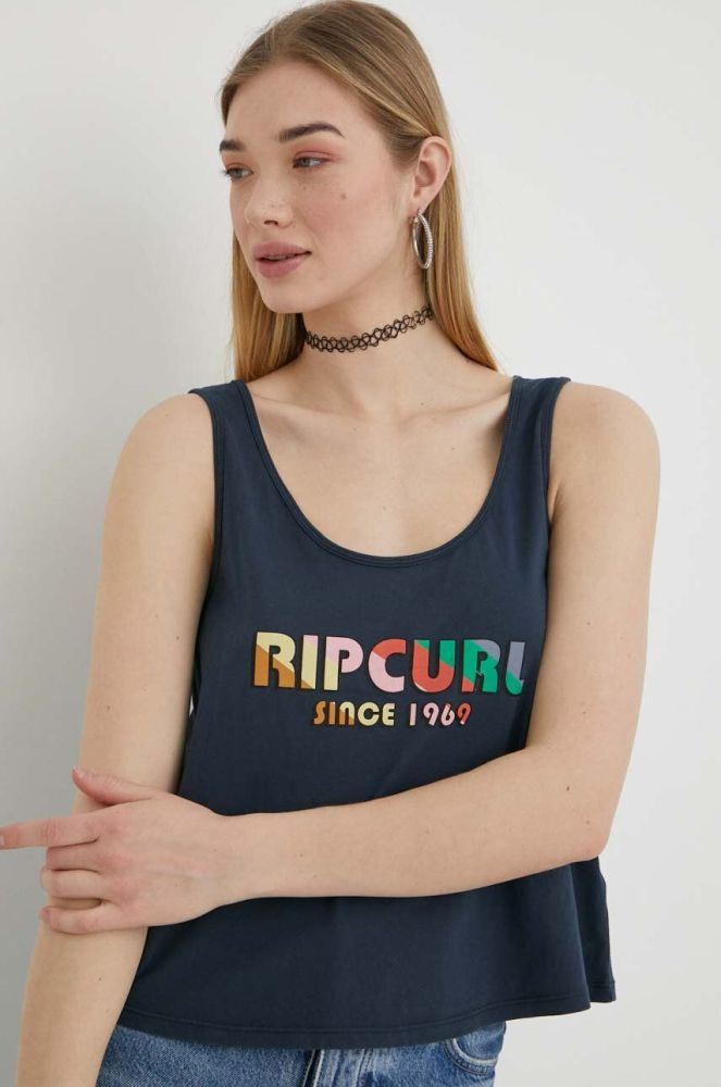 Бавовняний топ Rip Curl колір синій