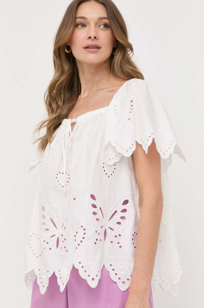 Бавовняна блузка Weekend Max Mara жіноча колір білий