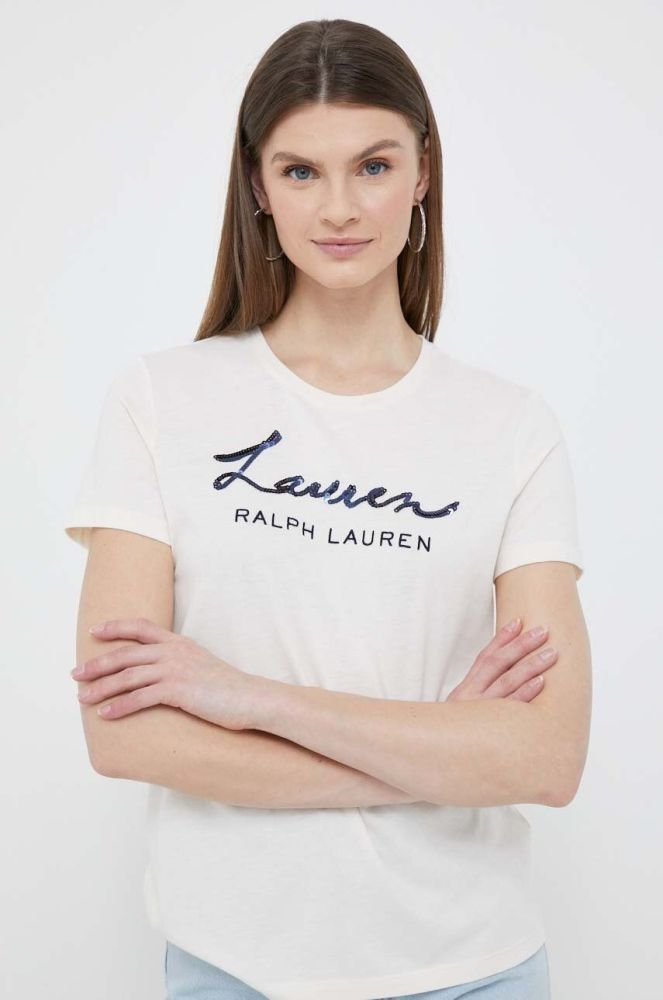 Футболка Lauren Ralph Lauren жіночий колір бежевий