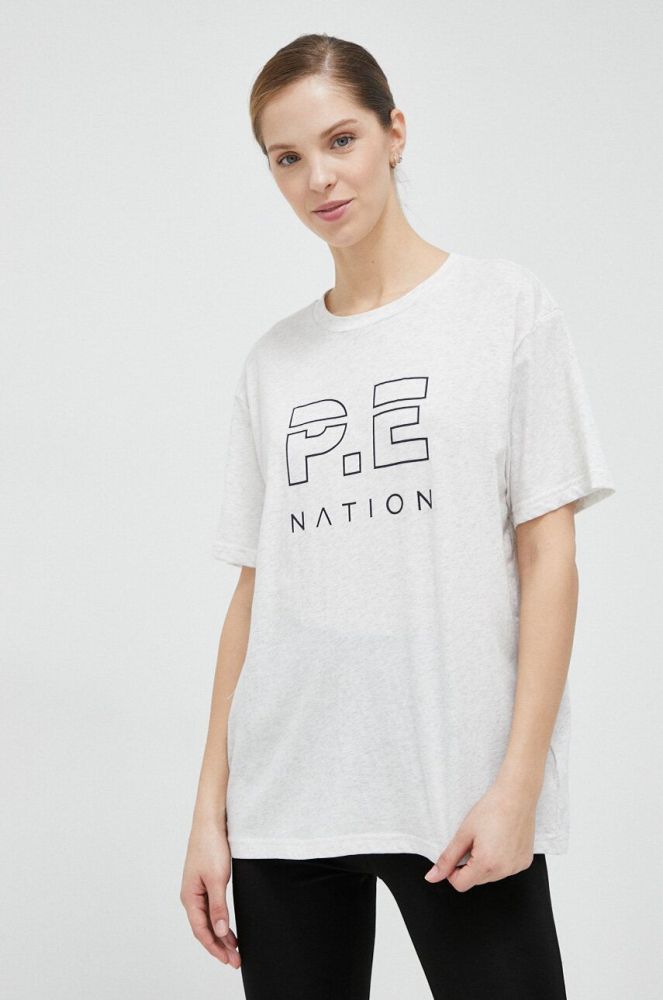 Бавовняна футболка P.E Nation колір сірий