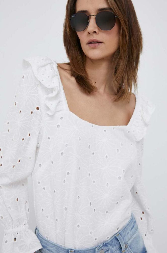 Бавовняна блузка PS Paul Smith жіноча колір білий однотонна