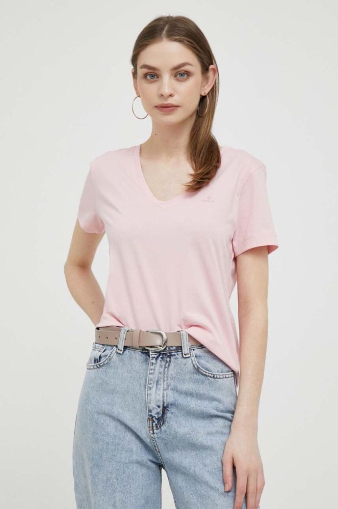 Бавовняна футболка Gant колір рожевий (3300649)