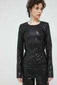Блузка Rotate жіноча колір чорний з аплікацією