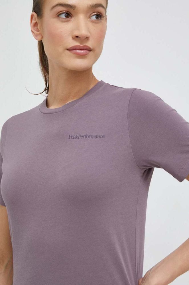 Бавовняна футболка Peak Performance колір фіолетовий