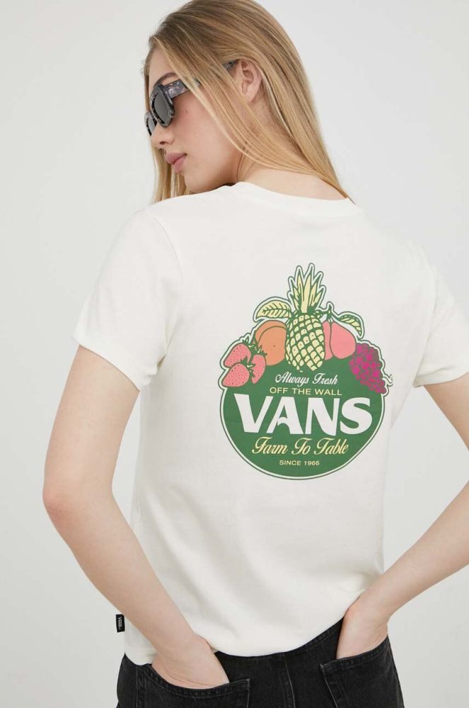 Бавовняна футболка Vans колір бежевий (3242457)