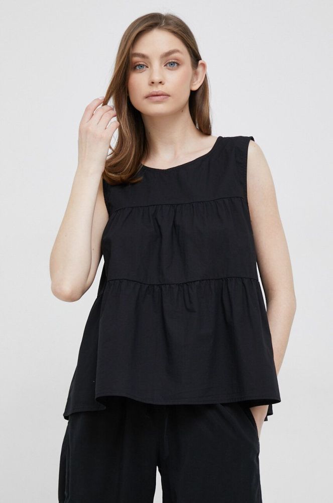 Бавовняна блузка Deha жіноча колір чорний однотонна