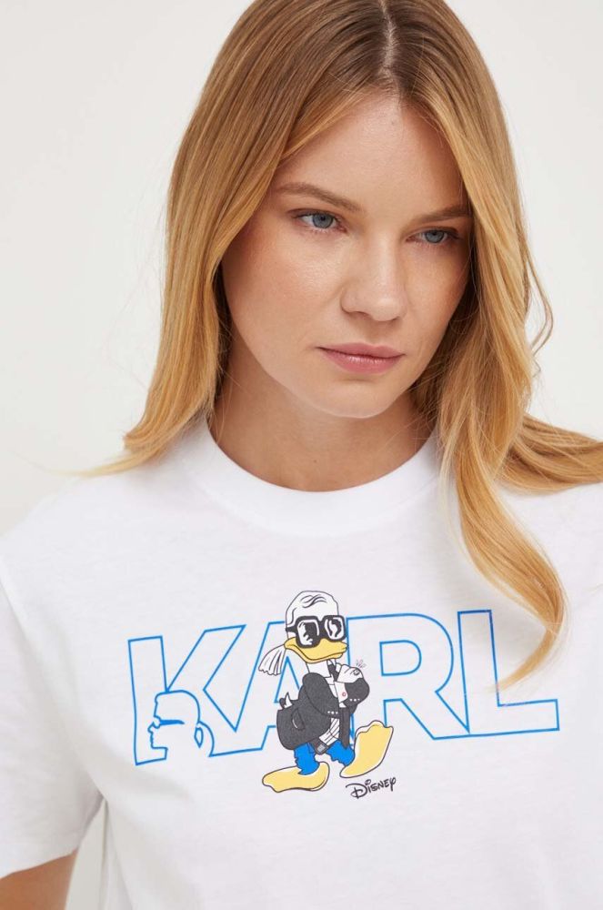 Бавовняна футболка Karl Lagerfeld x Disney колір білий (3436227)