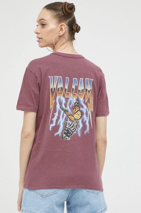 Бавовняна футболка Volcom колір фіолетовий