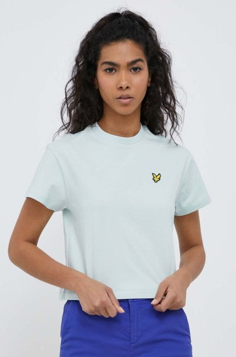 Бавовняна футболка Lyle & Scott колір бірюзовий