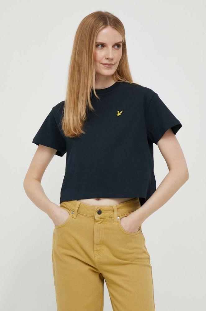 Бавовняна футболка Lyle & Scott колір синій