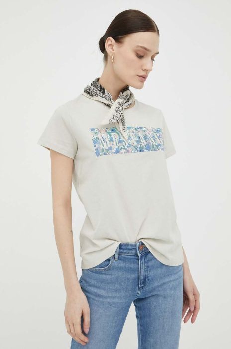 Бавовняна футболка Mustang колір бежевий (3258413)