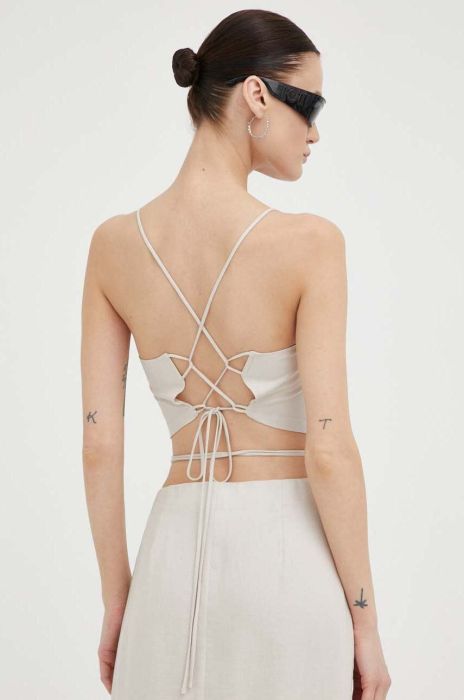 Топ з домішкою льону Gestuz колір бежевий