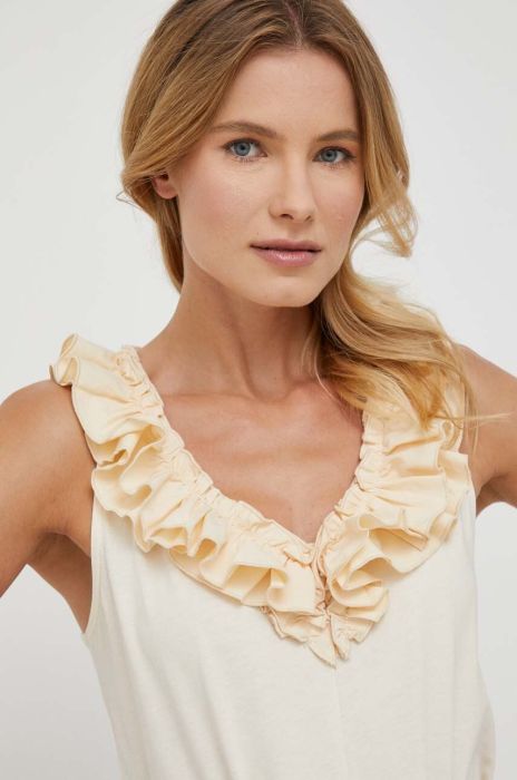 Бавовняний топ United Colors of Benetton колір бежевий (3367741)