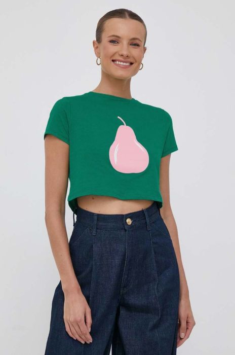 Бавовняна футболка United Colors of Benetton колір зелений (3373953)