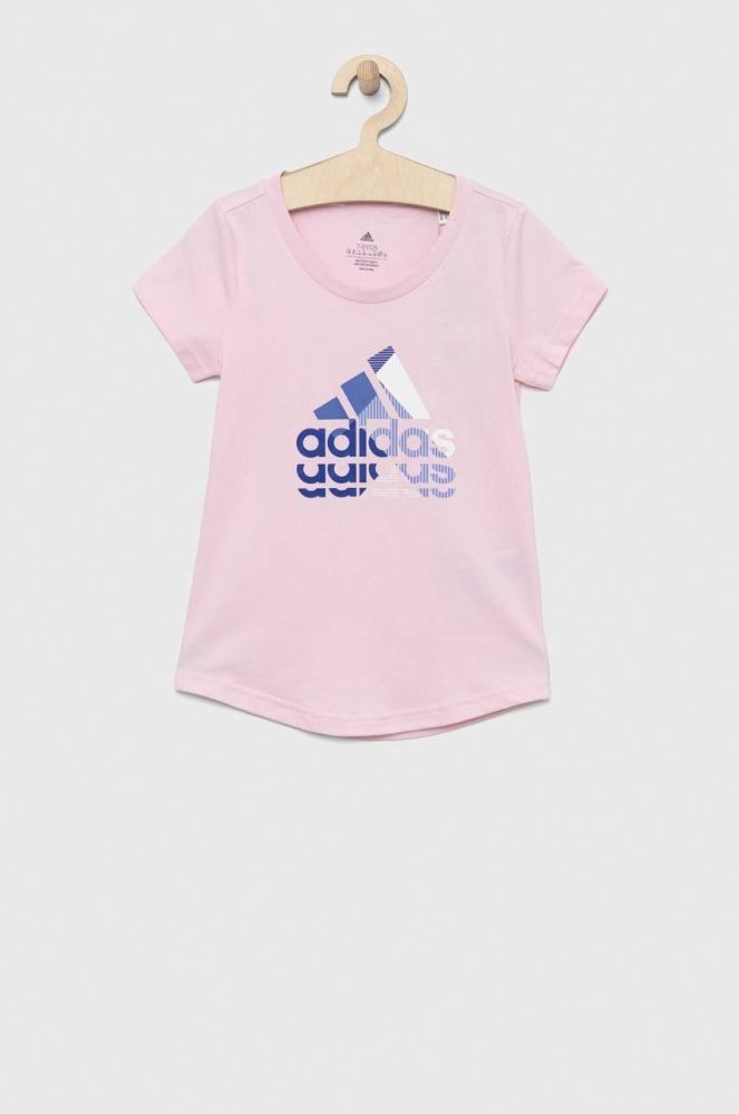 Дитяча бавовняна футболка adidas колір рожевий (2906645)