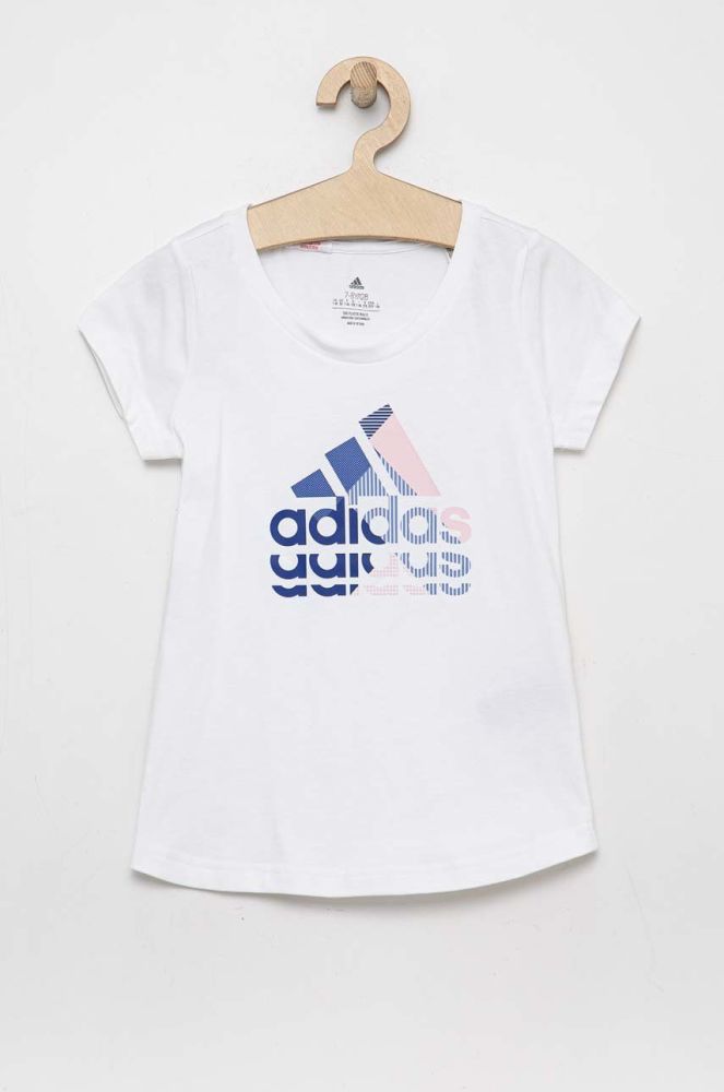 Дитяча бавовняна футболка adidas колір білий (2883414)