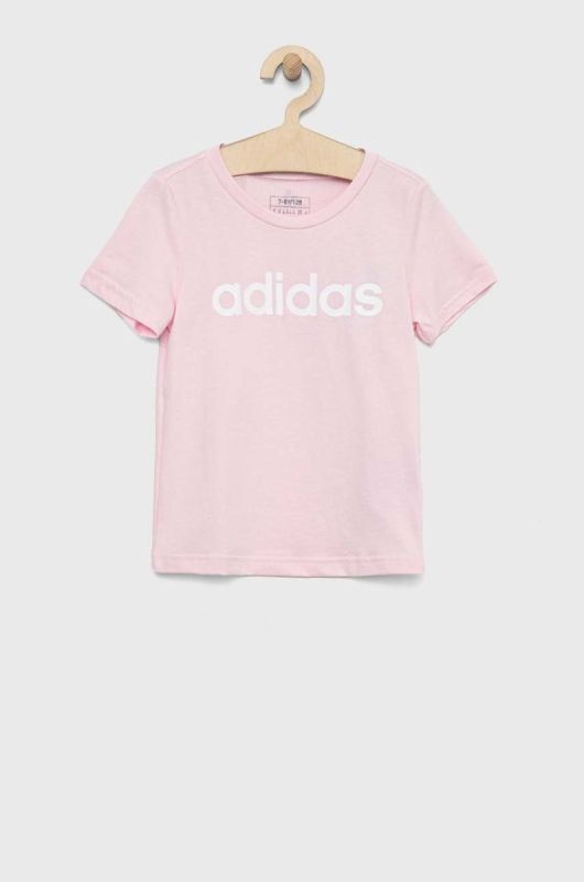 Дитяча бавовняна футболка adidas G LIN колір рожевий