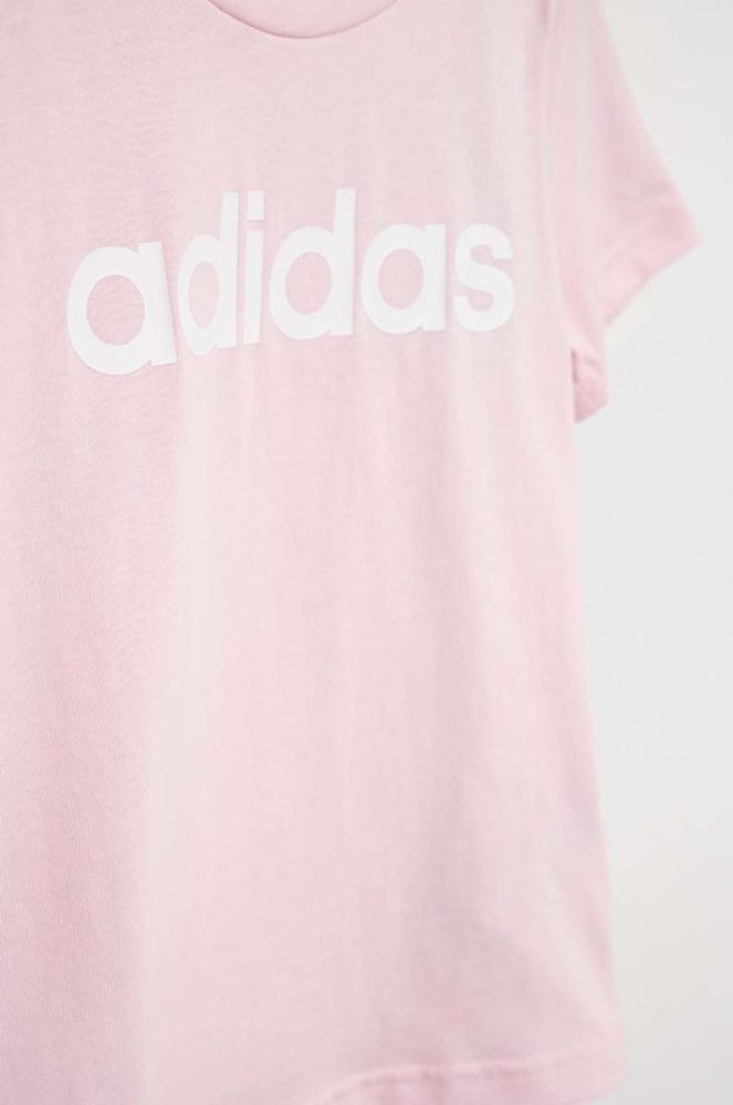 Дитяча бавовняна футболка adidas G LIN колір рожевий фото 3
