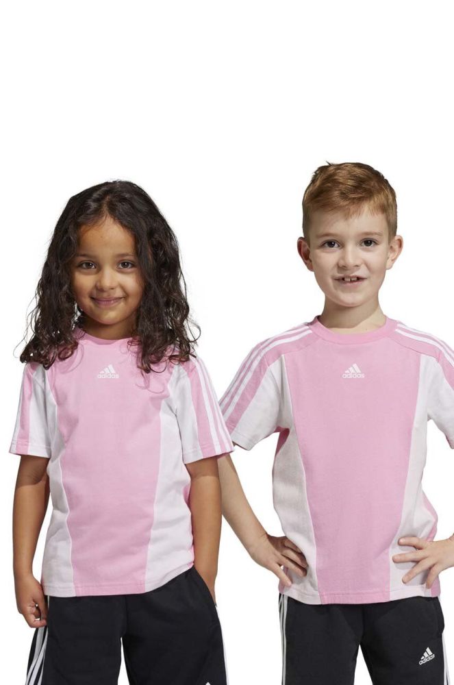 Дитяча бавовняна футболка adidas LK CB CO TEE колір рожевий
