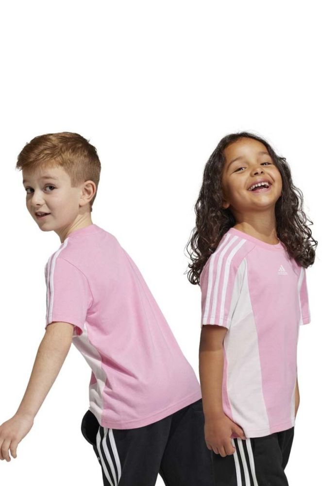 Дитяча бавовняна футболка adidas LK CB CO TEE колір рожевий фото 5