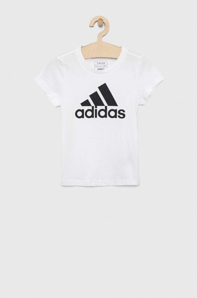 Дитяча бавовняна футболка adidas G BL колір білий