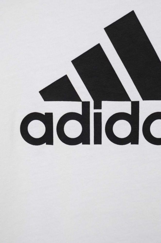 Дитяча бавовняна футболка adidas G BL колір білий фото 3