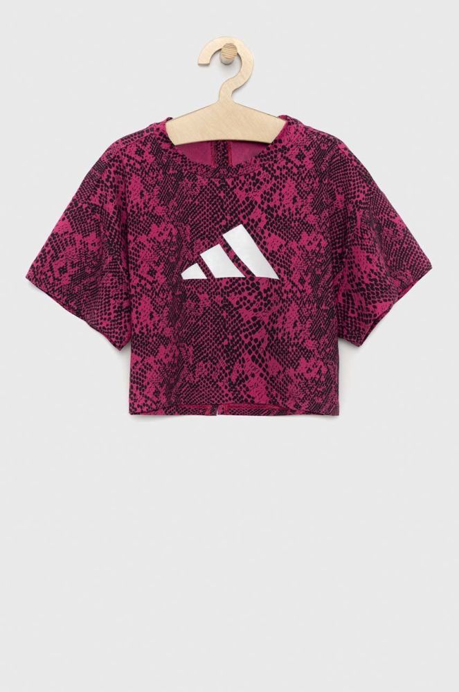 Дитяча футболка adidas G TI AOP TEE колір рожевий