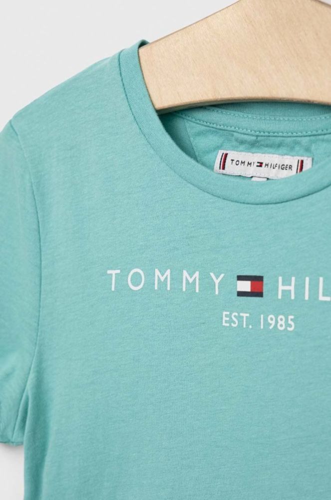 Дитяча бавовняна футболка Tommy Hilfiger колір бірюзовий фото 3