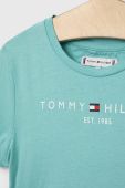Дитяча бавовняна футболка Tommy Hilfiger колір бірюзовий