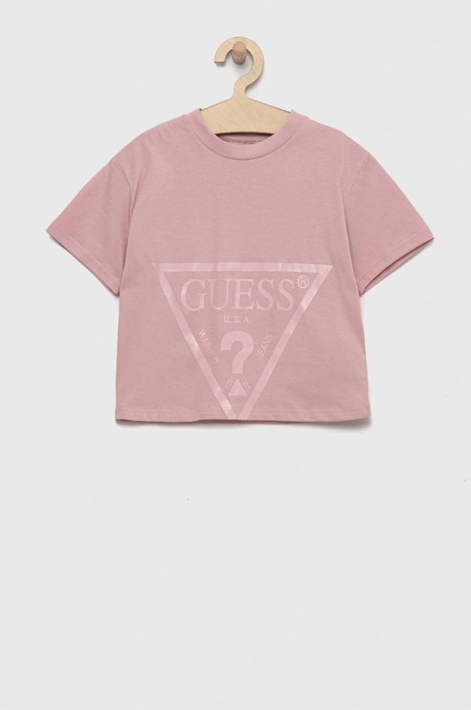 Дитяча бавовняна футболка Guess колір рожевий (2857212)