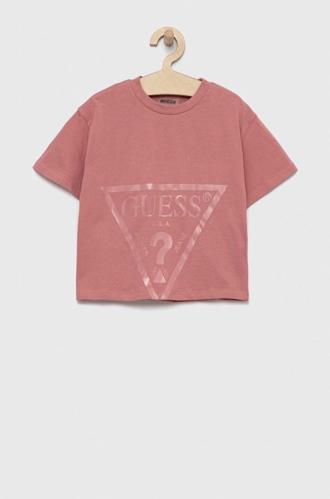 Дитяча бавовняна футболка Guess колір рожевий (2857200)